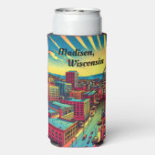 Madison, Wisconsin Skyline bei Sunset Selters Dosenkühler (Seltzer Rückseite)