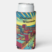 Madison, Wisconsin Skyline bei Sunset Selters Dosenkühler (Seltzer Vorderseite)