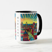 Madison, Wisconsin Skyline bei Sunset Tasse (VorderseiteRechts)