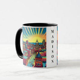 Madison, Wisconsin Skyline bei Sunset Tasse