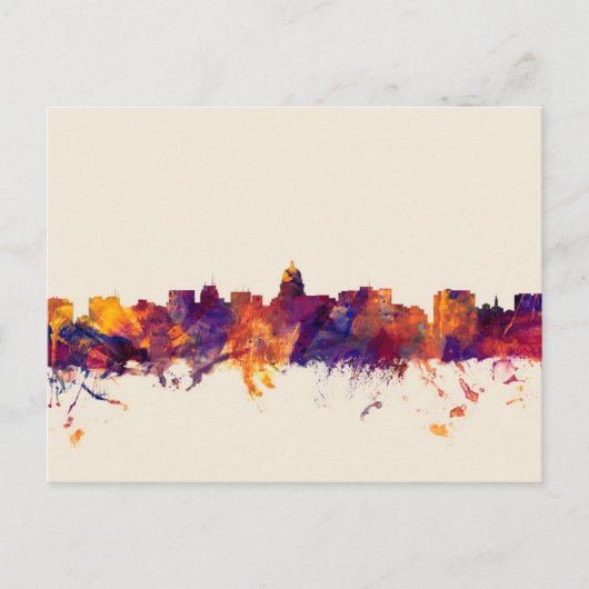 Madison Wisconsin Skyline Postkarte (Vorderseite)
