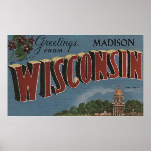 Madison, Wisconsin (Staat Hauptstadt/Blume) Poster (Vorne)