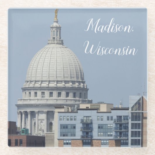 Madison, Wisconsin Staat Hauptstadt Glasuntersetzer (Vorderseite)