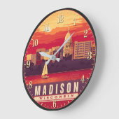 Madison Wisconsin Sunset Große Wanduhr (Winkel)