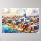 Madison Wisconsin Travel Places Aquarell Poster (Vorne)