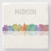 MADISON, WISCONSON SKYLINE - Stein trinkt Steinuntersetzer (Vorderseite)