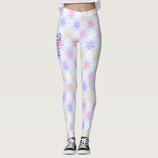 MÄDLICH KLEINE BLUME BALKPINK GELBE LILAKFARBE LEGGINGS (Vorderseite)