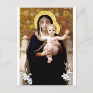 Madona mit lililies Bouguereau antikes Gemälde Postkarte
