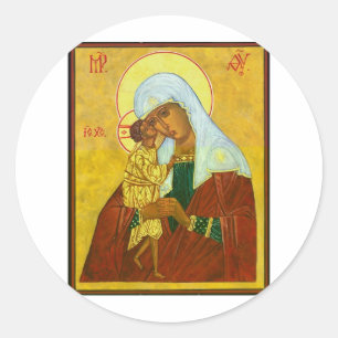Madona und Kind Runder Aufkleber