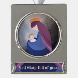 Madonn und Kind Banner-Ornament Silber