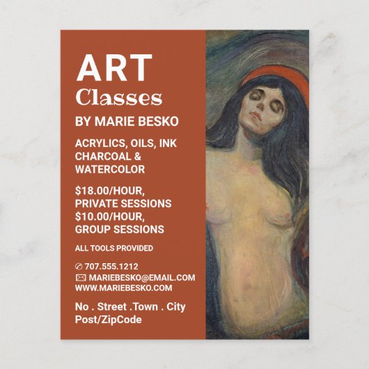 Madonna 1894 Version von Edvard Munch, Art Classes Flyer (Vorne)