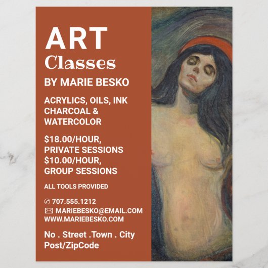 Madonna 1894 Version von Edvard Munch, Art Classes Flyer (Vorne)