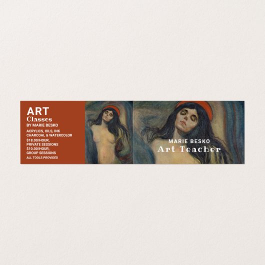 Madonna 1894 Version von Edvard Munch, Art Teacher Visitenkarten (Außenseite Aufgefaltet)