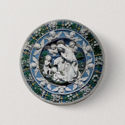 Madonna Adoring by Della Robbia Button (Vorderseite)