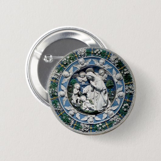 Madonna Adoring by Della Robbia Button (Vorne & Hinten)
