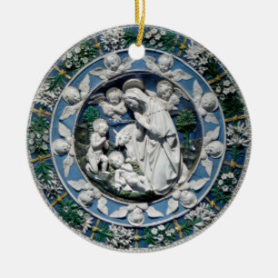 Madonna Adoring by Della Robbia Keramik Ornament
