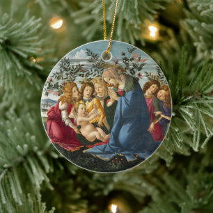 Madonna Adoring the Child mit 5 Engeln Botticelli Keramik Ornament