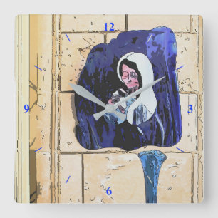 Madonna and Bottles Quadratische Wanduhr