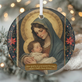 Madonna and Child Eternal Grace Vintage Minimalist Ornament Aus Glas