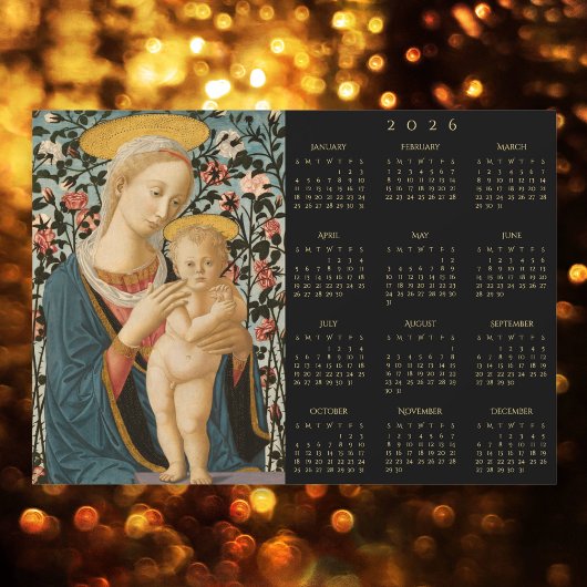Madonna and Child Jesus Virgin Mary 2026 Calendar Magnetkarte