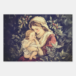 Madonna and Child Vintage Geschenkpapier Set