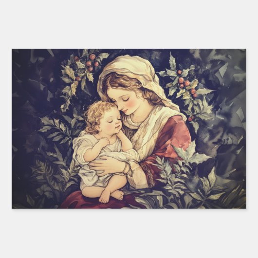 Madonna and Child Vintage Geschenkpapier Set (Vorderseite)