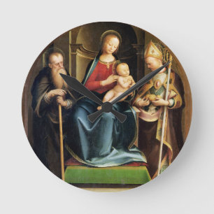 Madonna and Child with St. Anthony Abbot and St. N Runde Wanduhr