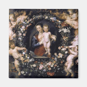 Madonna Blumenkranz mit Kind von Rubens Magnet