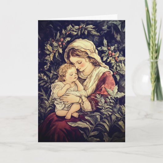 Madonna Child Vintage Weihnachtskarte Feiertagskarte (Vorderseite)