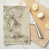 Madonna, Christus und Johannes Baptist von Rapahel Geschirrtuch (Viertel Falte)