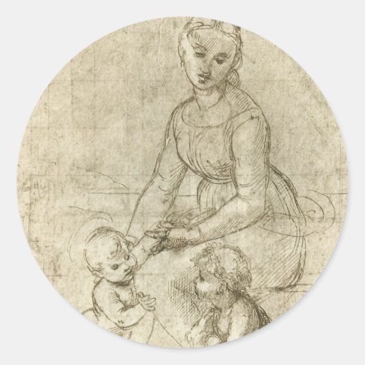 Madonna, Christus und Johannes Baptist von Rapahel Runder Aufkleber (Vorderseite)
