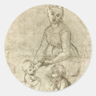 Madonna, Christus und Johannes der Täufer von Rapa Runder Aufkleber