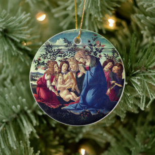 Madonna, das Kind mit fünf Engeln anbetend Keramik Ornament