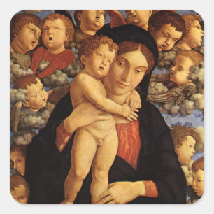 Madonna der Cherubim von Andrea Mantegna Quadratischer Aufkleber