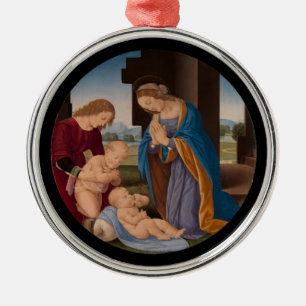 Madonna, der das Kind mit dem Säuglings-Heiligen Silbernes Ornament
