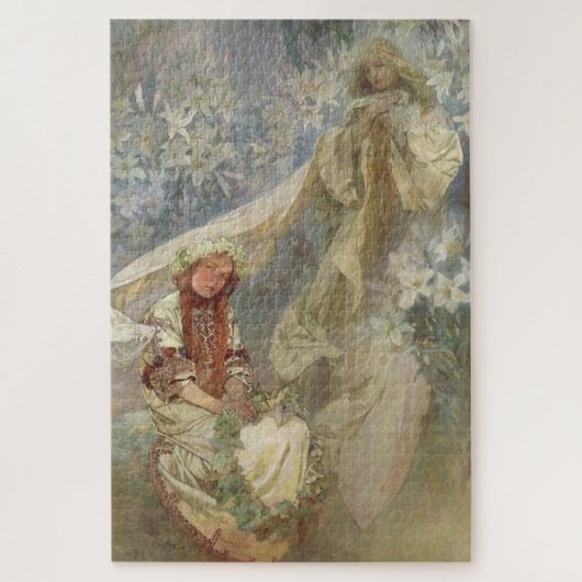 Madonna der Lilien von Alphonse Mucha Puzzle (Vertikal)