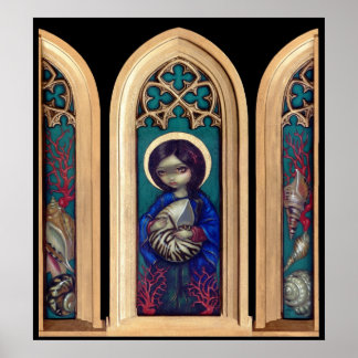 Madonna der Muscheln ART PRINT - gotische Triptych Poster