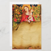 MADONNA DER ROSE BOWER ANTIQUE PARCHMENT BRIEFPAPIER (Vorne/Hinten)
