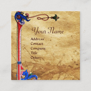 MADONNA DER ROSE BOWER FLORAL PARCHMENT QUADRATISCHE VISITENKARTE