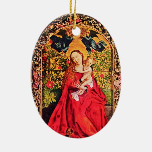 MADONNA DER ROSE BOWER MISTLETOES, HOLLY BERRIES KERAMIKORNAMENT (Hinten)