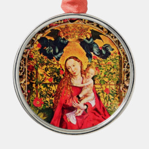 MADONNA DER ROSE BOWER MISTLETOES, HOLLY BERRIES SILBERNES ORNAMENT