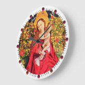 MADONNA DER ROSE BOWER, PINK FUCHSIA GEMA, White Große Wanduhr (Winkel)