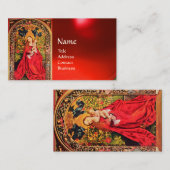 MADONNA DER ROSE BOWER, Red Ruby Gemstone Visitenkarte (Vorne/Hinten)