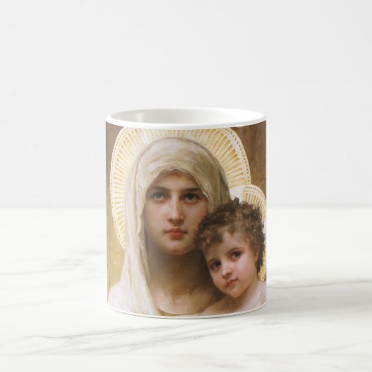 Madonna der Rose von Bouguereau Kaffeetasse (Mittel)