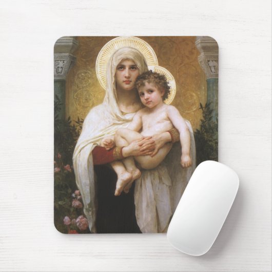 Madonna der Rose von Bouguereau Mousepad (Mit Mouse)