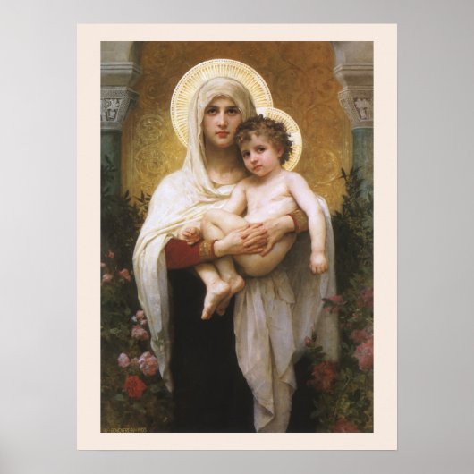 Madonna der Rosen von Bouguereau Poster (Vorne)