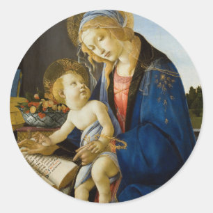 Madonna des Buches durch Botticelli Runder Aufkleber