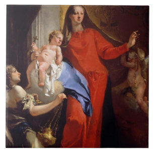 Madonna des Rosenbeetes (Öl auf Leinwand) Fliese