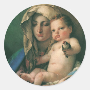 Madonna des Stieglitz von Tiepolo, Vintage Art Runder Aufkleber