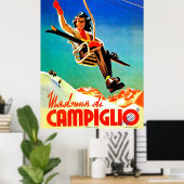 Madonna di Campiglio, Frau im Skilift, Vintag Poster (Heimbüro)